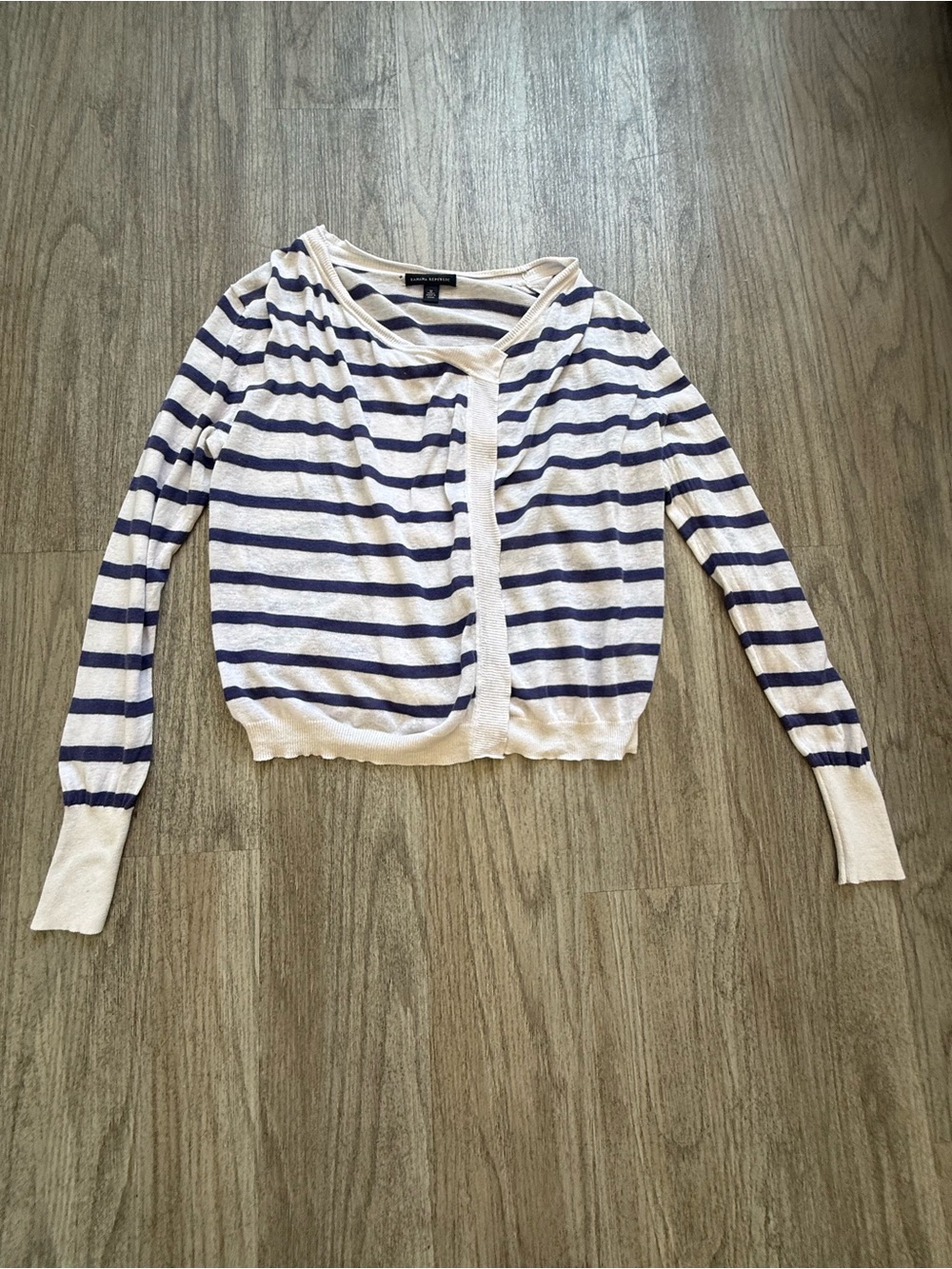 Banana Republic Cream & Navy Striped Lightweight Cardigan